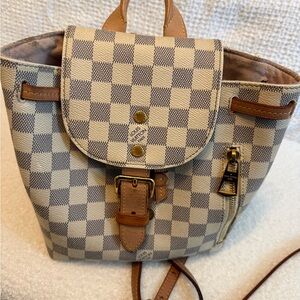 Louis Vuitton Checkered Backpack with Brown Accents